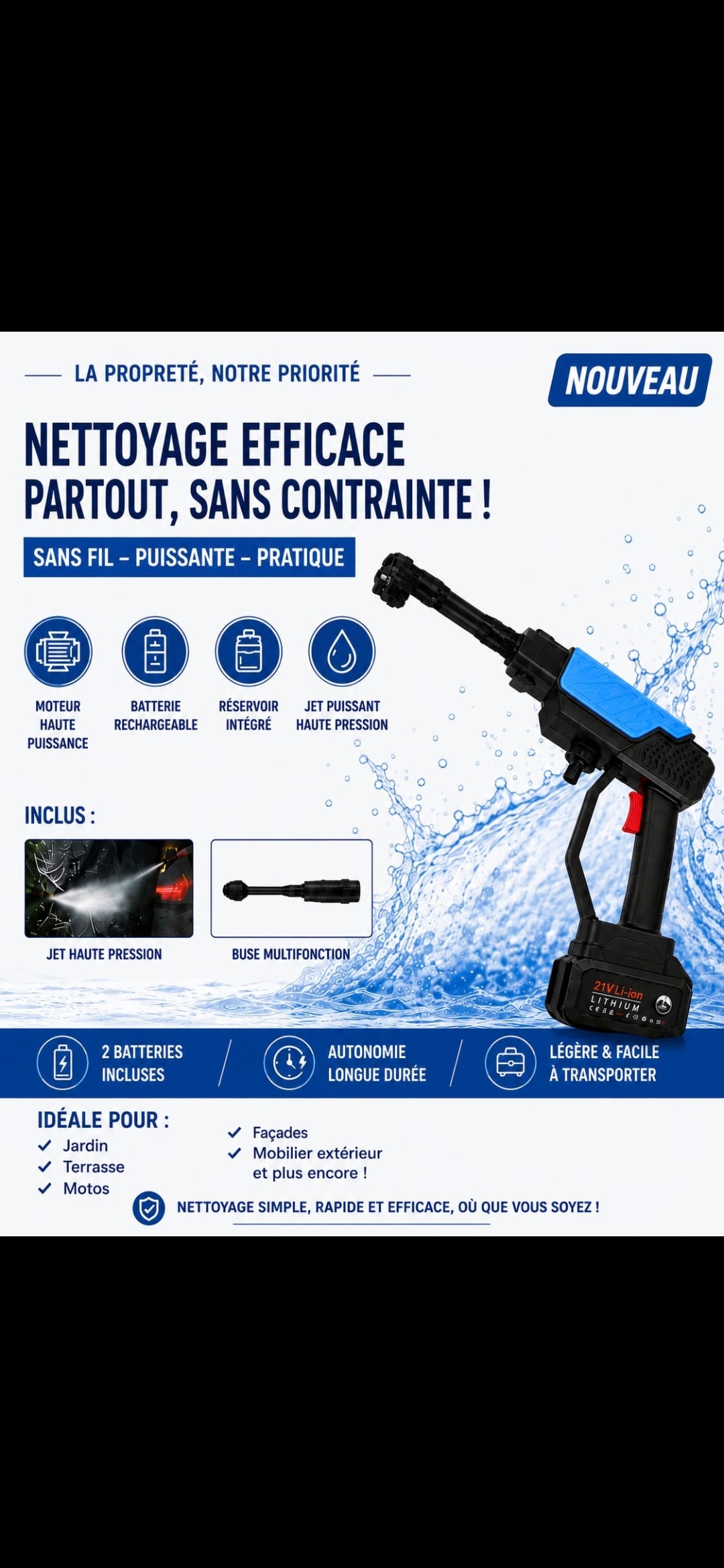 Nettoyeur haute pression a batterie