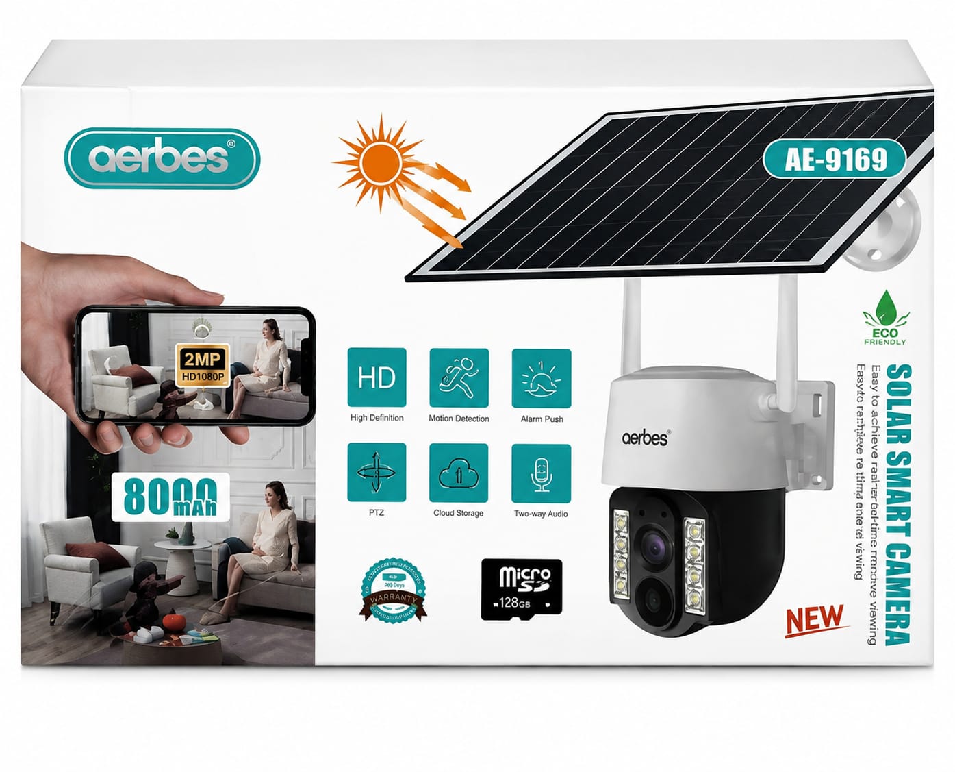 📹 Caméra de Surveillance Solaire WiFi Aerbes AE-9169